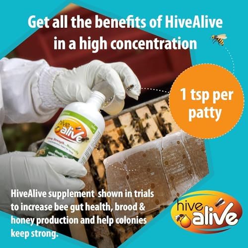 Pollen Patties for Honey Bees - 2lb (2x1lb) Bee Food with 15% Real USA Pollen, Full Dose of Hive Alive Concentrate, Seaweed Micronutrients, and Amino Acids to Improve Colony Health, Brood