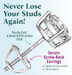 Moissanite Stud Earrings Screw Back - Moissanite Earrings for Women & Men, Lab Created Diamond Earrings, Lab Diamond Earrings, 925 Sterling Silver, D Color, VVS1 Clarity, Round, 0.6-3ct