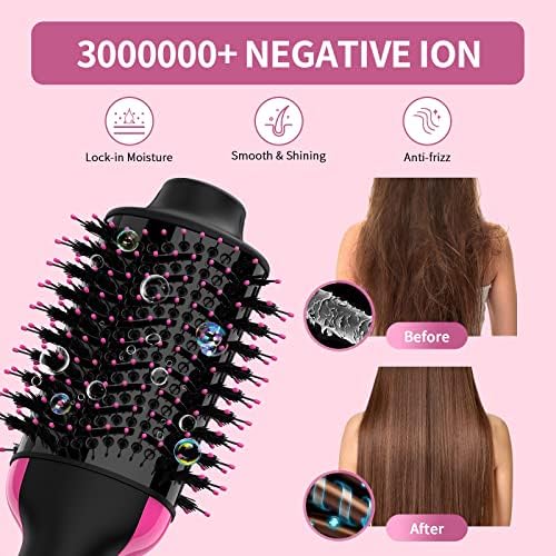 Hair Dryer Brush Blow Dryer in One Upgraded 4 in 1 Hair Dryer and Styler Volumizer with Negative Ion Anti-frizz Ceramic Titanium Barrel Hot Air Brush Hair Straightener Brush