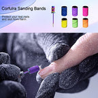 Sanding Bands for Nail Drill, Nail Drill Bits CORFULRA 300pcs 6 Colors Coarse Fine Nail Sander Set #80#100#120#150#180#240 Grits Sanding Bands, Rainbow Mandrel Nail Drill Bit for Acrylic Nails.