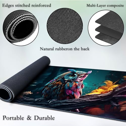 for MTG Game Playmat, for Magic TCG Rubber Play mat,Tabletop Card Playmats with Smooth Surface,Trading Card Inked Game Mat,Battle Game,Art Owl