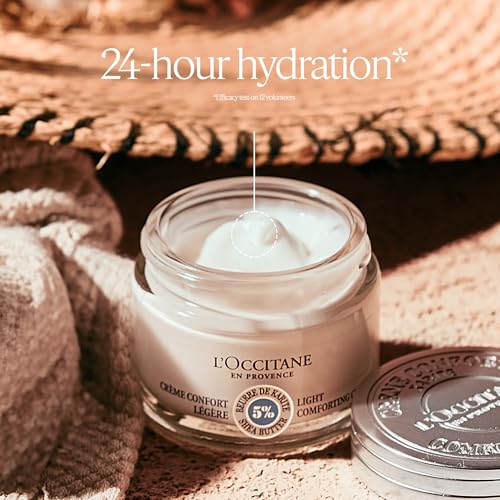 L’OCCITANE Shea Light Comforting Face Cream, 1.7 Fl. Oz: Non-Comedogenic, Lightweight Moisturizer, Soothe Skin, Hydrating, With 5% Organic Shea
