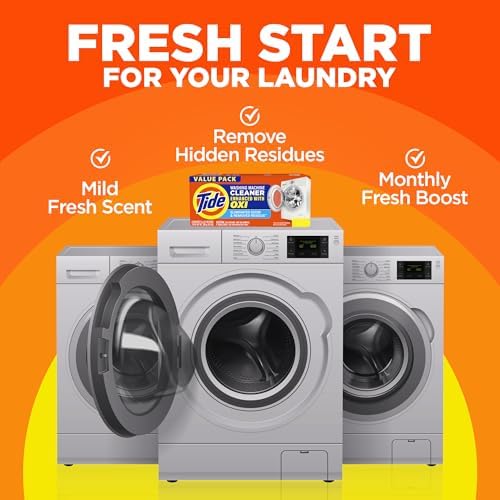 Washing Machine Cleaner by Tide, Washer Machine Cleaner with Oxi for Front and Top Loader Washer Machines, Deep Cleaning Residue & Odor Eliminator, 21 Month Supply