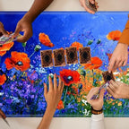 Playmats for Magic: The Gathering MTG Card Game Mat Plus 50 Pcs Card Sleeves, 24 x 14 inch TCG Mat with Stitched Edge for Commander Deck Duskmourn Board Game, Poppies and Wildflowers
