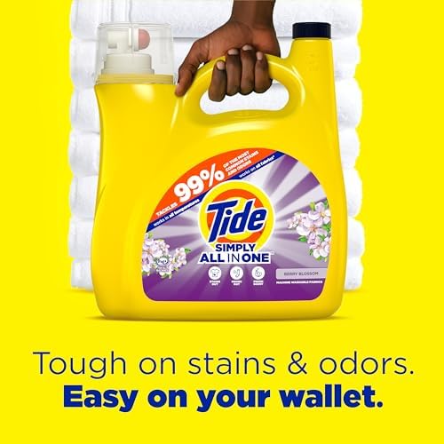 Tide Simply All-In-One Liquid Laundry Detergent, Berry Blossom Scent, 138 Loads, 182 fl oz