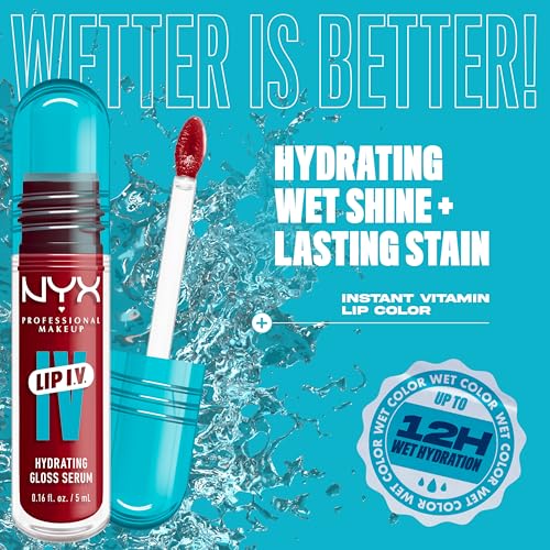 NYX PROFESSIONAL MAKEUP Lip IV Hydrating Glossy Lip Stain with 12HR Hydration - Red-y Set Wet (Red)
