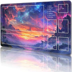 MTG Playmat with Zones Magic Card Playmat Game Mat,TCG & CCG Card Games Mat with Free Storage Bags Size 24 x 14 Inches (with Zones,Cloud3)