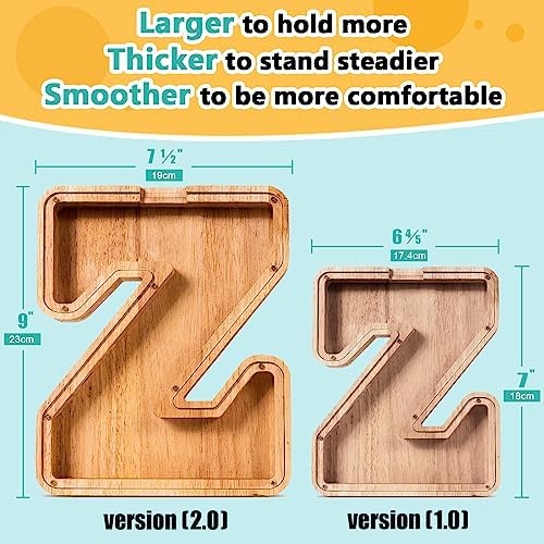 SummiDate Wooden Letter Piggy Bank| Piggy Bank for Boys Girls Toddler| Alphabet Z Money Bank| Coin Bank Birthday Gift for Kids|Birthday Gift for Kids (Z)