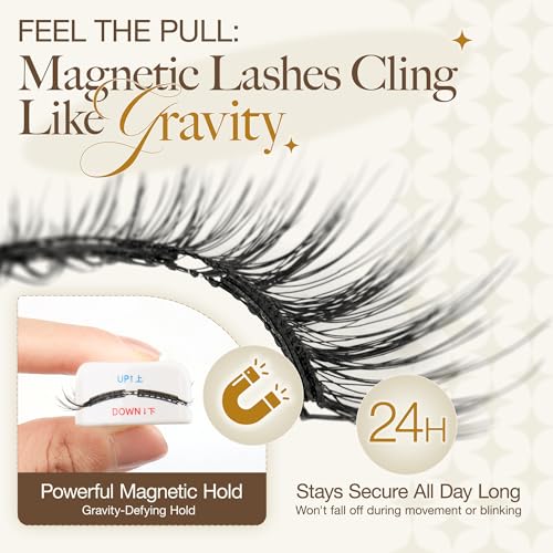 LASHVIEW Upgrade Soft Magnetic Eyelashes Natural Look, Reusable Magnetic Eyelashes with Applicator, No Glue Needed Magnetic Eyelashes Magnetic Lashes Kit, Easy to Wear and Remove CT01