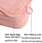 Makeup Remover Cloths for Face, Eye, Lips - Reusable Makeup Remover Pads Soft Microfiber Facial Cleansing Cloths 5 x 5 inch 12 Pack (Coral)