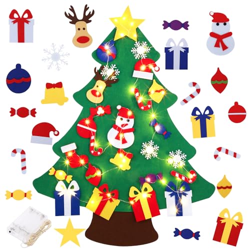 3FT DIY Felt Christmas Tree for Kids with 31pcs Detachable Ornaments,Wall Hanging Xmas Gifts Christmas Decorations
