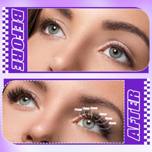 DIY Lash Extension Kit 804Pcs D Curl Individual Lash Clusters Eyelashes Extension Set with Mirror Lash Storage Box Lash Bond&Seal Glue Remover Tweezers Lash Brush Applicator