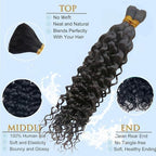 Human Braiding Hair Deep Water Wave Bulk Human Hair for Braiding Dark Brown Human Hair Braiding Hair No Weft 12A Curly Human Hair Extensions for Boho Braids (1B-Water Wave, 16 Inch)