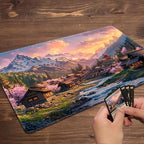 MTG Playmat Magic Card Playmat Game Mat,TCG & CCG Card Games Mat with Free Storage Bags Size 24 x 14 Inches (No with Zones,Mountain)