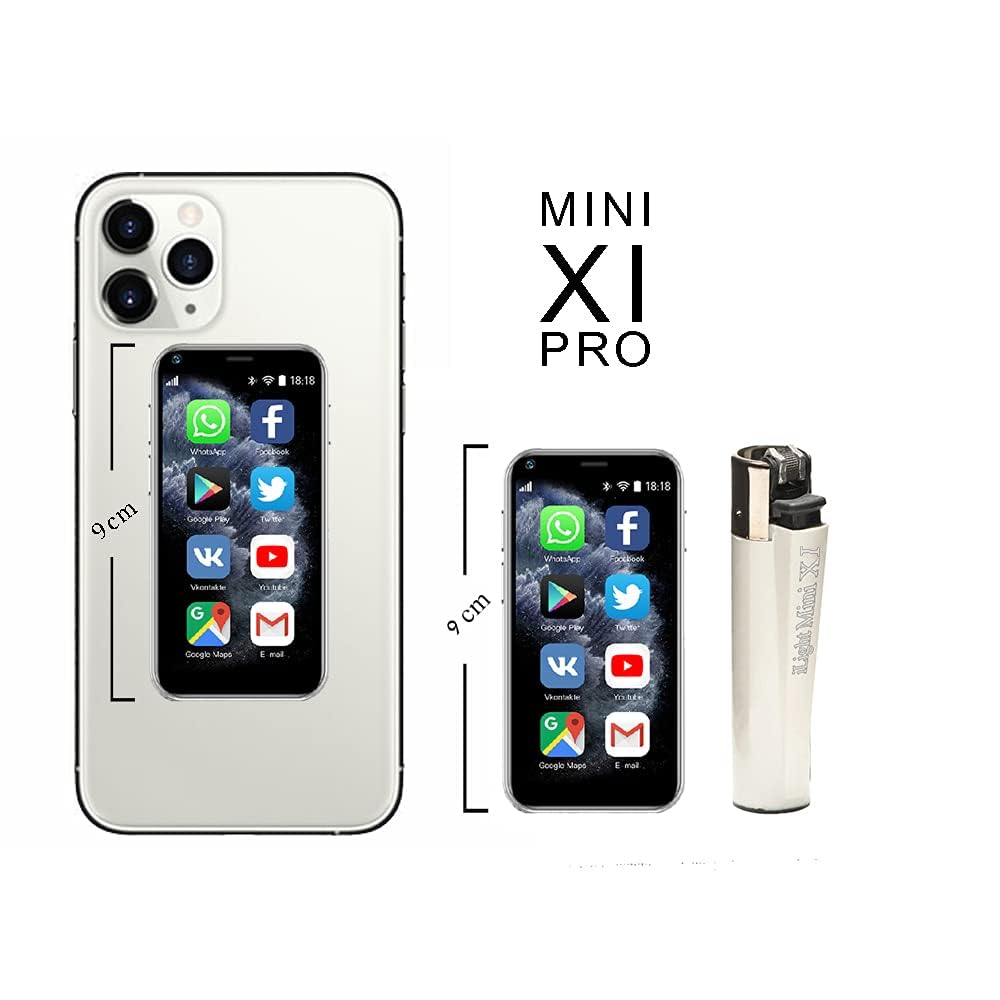 iLight Mini Smartphone 11 Pro Max The World's Smallest 11Pro Android Mobile Phone Super Small Micro 2.5'' Touch Screen Global Unlocked Great for Kids 2GB RAM / 16GB ROM Tiny Look Alike, White