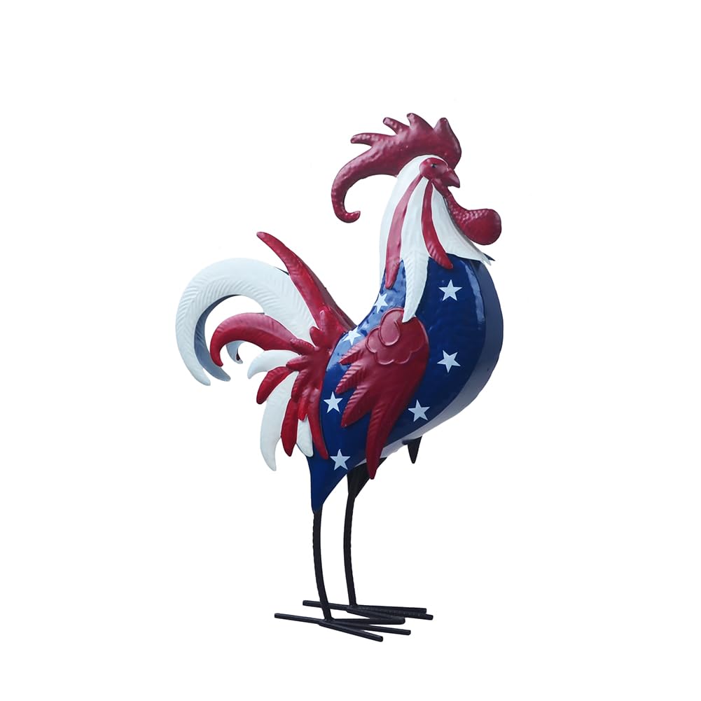 BAENRCY Metal Rooster Statues Waterproof Chicken Sculpture Metal Garden Deco Outdoor Yard Ornament for Patio Lawn Backyard