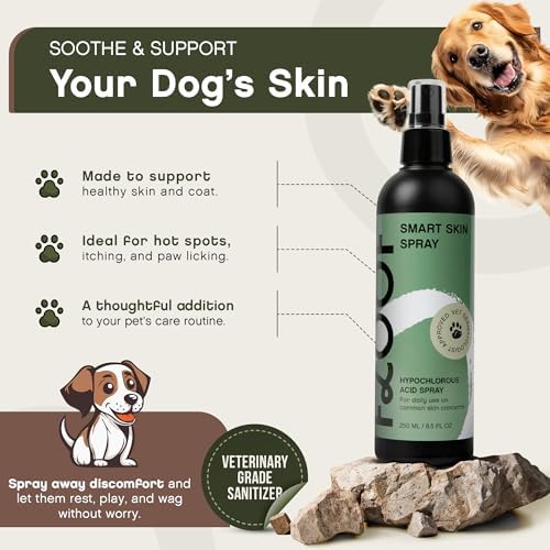 Hypochlorous Acid Spray for Dogs - Hot Spot Treatment & Allergy Relief - Dog Skin Anti Itching & Paw Licking Remedy - Wound Cleanser Spray (8.5 FL OZ) (Pack of 1)