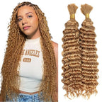 Human Braiding Hair Deep Wave Bulk Human Hair Braiding 100g/Pack 20 Inch Color 27# 10A Brazilian Virgin Human Hair No Weft Curly Braiding Extensions for Boho Braids (Color27#, 20inch,100g)