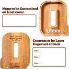 Summidate Customized Name Large Wooden Piggy Bank for Kids Boys Girls Alphabets Letter A-Z Coins Bills Money Change Bank Box Initial on Clear Cover (Laser Engraved) (Alphabet-Q, Personalized-9")