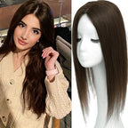 Hair Toppers for Women Real Human Hair, 360° 3D Human Hair Toppers for Women with Thinning Hair Upgrade Middle Part Clip in Bangs Hair Topper Hair Pieces for Women Daily (Mocha Brown, 18 Inch)