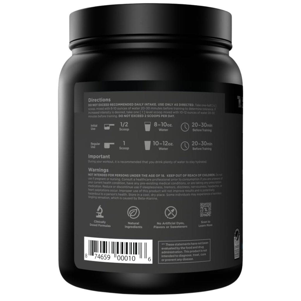 Transparent Labs Bulk Black Pre Workout - Clinically Dosed, Naturally Sweetened Preworkout for Men and Women with Beta Alanine Powder, Citrulline Malate, & Caffeine- 30 Servings, Blue Raspberry