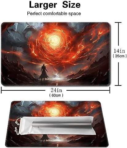 MTG Playmat Size 24x14in Free Storage Bags Non-Slip Backing Printing, Ideal for Card Game Enthusiasts TCG Playmat (No with Zone,Powerful Energy)