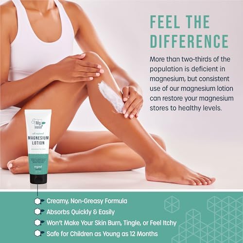 Unscented Magnesium Lotion for Sleep | 6oz Bottle with 250mg in each Teaspoon | We use Natural Shea Butter in Our Paraben-Free Magnesium Lotion for Leg Cramps