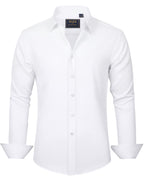 J.VER Men's Dress Shirts Solid Long Sleeve Stretch Wrinkle-Free Formal Shirt Business Casual Button Down Shirts White Medium