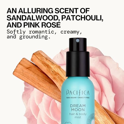 Pacifica Hair Perfume & Body Fragrance Spray Mist - Dream Moon with Bergamot, Pear, Pink Rose, Coconut, Vanilla, Sandalwood & Patchouli ��� Alcohol-Free, Vegan & Cruelty-Free, 5 oz (1 Count)