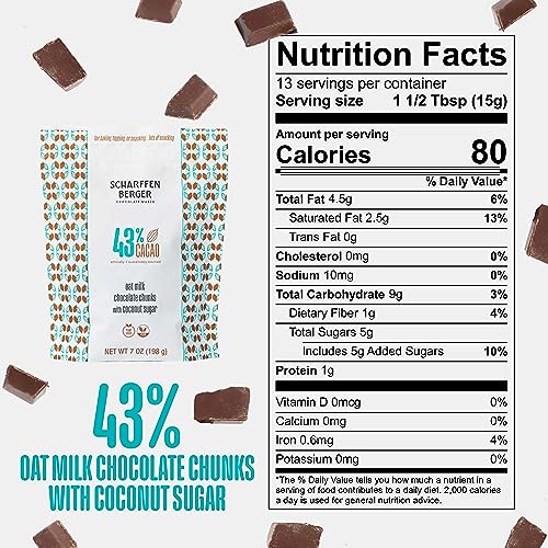 Scharffen Berger Baking Chocolate Chunks (7 Ounce, Pack of 3) - Oat Milk Chocolate Chunks for Baking with Coconut Sugar, 43% Cacao, - Gluten Free, Vegan Chocolate, Non GMO Natural Chocolates, Individual Baking Chocolate