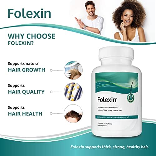 Hair Growth Support Supplement for Women & Men with Biotin, Vitamin B6 & Other Hair Vitamins for Thicker Hair Growth & Hair Health Support. 60 Capsules