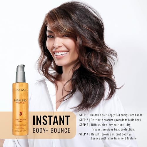 L'ANZA Healing Volume Zero Weight Gel, Extra Hold Hair Gel Dramatically Boosts Shine, Volume, and Thickness of Fine Flat Hair, And Styling Gel For Edge Control, Braiding & Hair Styling (6.8 Fl Oz)