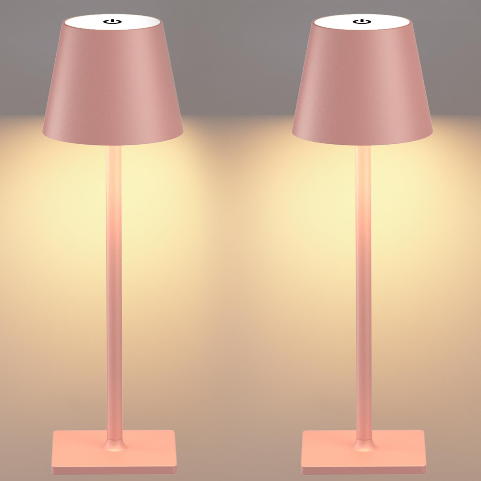 Yogaret Pink Cordless Table Lamp Set of 2 for Patio Restaurant Home Dinner Dining