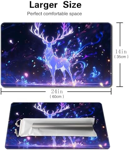 Board Game 14x24in MTG Playmat Compatible for OCG CCG RPG TCG Playmats (Blue Deer 2)
