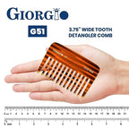 Giorgio G51 Wide Tooth Combs for Women Detangling Comb, Wide Teeth Pocket Comb for Thick Curly Wavy Hair. Hair Detangler Comb For Wet and Dry Everyday Care. Handmade, Saw-Cut and Hand Polished (3.75")