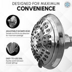 Luxury Spa Series Shower Head, 6 Spray Setting, 4.5 Inch Adjustable High Pressure Shower Head Fixture for Hard Water, 360-Degree Tilt Massage Shower System - Polished Chrome Shower Head