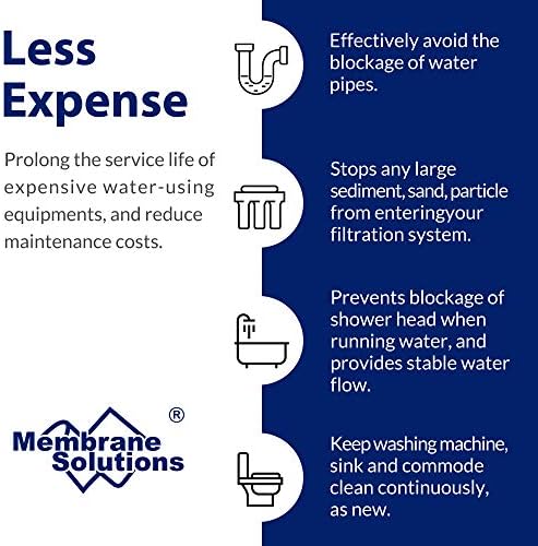 Membrane Solutions 50 Micron Sediment Water Filter Replacement Polypropylene Cartridge 10"x 2.5" for Whole House RO System, Compatible with Aqua-Pure AP110, GE FXUSC, WHKF-GD05, Culligan P5-6 Pack