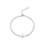 PAVOI Confirmation Simple Jewerly Cross Bracelet for Women, White Gold