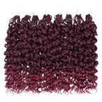 Leeven Curly Crochet Hair 10 Inch 8 Packs Burgundy Gogo Curl Crochet Hair Pre Looped Ocean Wave Crochet Hair Ombre Red Deep Twist Bohemian Box Braids Synthetic Water Wave Braiding Hair for Women