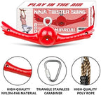 Ninja-Twister Swing Spins Set: Slackline Attachments - 360° Handle Twist-Spin Flips Toy Activate Ninja Powers Warrior Accessories Kids Hang Toys for Playground Backyard, Red