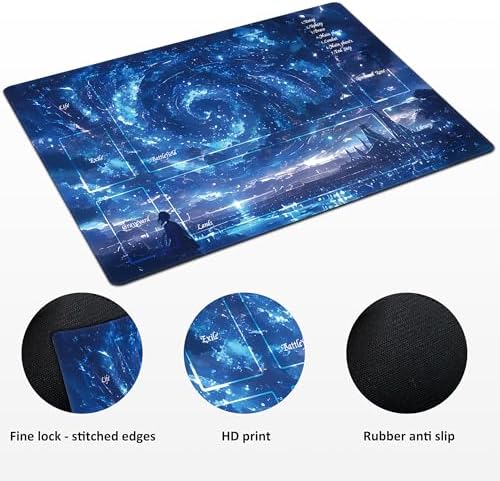 MTG Playmat TCG Playmat -Includes Storage Bag and 14 Dice-Experience Top-Tier Quality and Edge-Locking Waterproof and Non-Slip Mat! (playmat with, Starry Sky)
