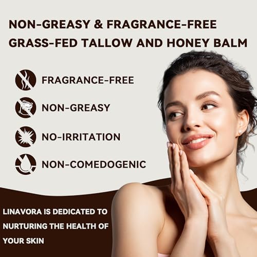Tallow and Honey Balm – Natural Moisturizer with Grass-Fed Beef Tallow for Skin, Honey, Vitamin E – Unscented, 4oz – Ideal for Face & Body Care