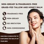 Tallow and Honey Balm – Natural Moisturizer with Grass-Fed Beef Tallow for Skin, Honey, Vitamin E – Unscented, 4oz – Ideal for Face & Body Care