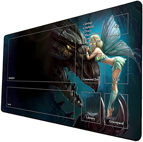 MTG Playmat, Game Play Mat for MTG TCG 24 x 14 inches Trading Card Inked Game Playmats with Storage Bag Smooth Rubber Surface Battle Game