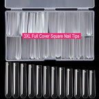 3XL Square Full Cover Nail Tips,SWETIDY 360PCS XXXL Straight Tapered Square Press on Nail Tips with Box for Nail Salons and DIY Nail Art, 12 Sizes with Box