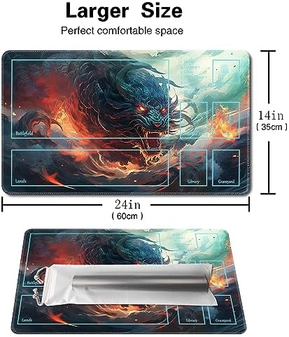 MTG Playmat Size 24x14in Free Storage Bags Non-Slip Backing, Ideal for Card Game Enthusiasts TCG Playmat (DBT3-Rebellion-With Zone)