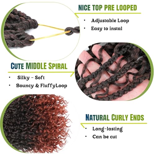 10 Inch Goddess Box Braids Crochet Hair 9 Packs Pre Looped Boho Crochet Box Braids for Black Women Synthetic Braiding Hair with Curly Ends (T350)