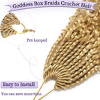 18 Inch Box Braids Crochet Hair Goddess Box Braids Crochet Hair 8 Packs Crochet Hair for Black Women Boho Crochet Braids Crochet Hair for Black Women Crochet Box Braids With Curly Ends（18 Inch,27/613）