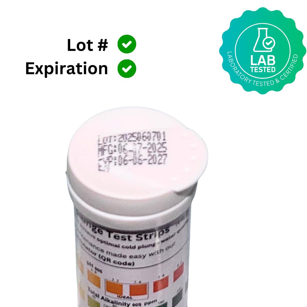 Cold Plunge Test Strips, 4-in-1 Water Quality Testing Kit, pH, Alkalinity, Hardness, Hydrogen Peroxide. Evaluate Your Cold Plunge Water Quality with A Single Strip. Smart QR Calculator to Help You