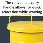 Justrite 21 Gallon Galvanized Steel Oily Waste Can, 23.5" x 18" Metal Oil Rag Safety Can with Foot Operated Self-Closing Lid for Oil Rag Disposal, Made in The USA, Yellow, 09701